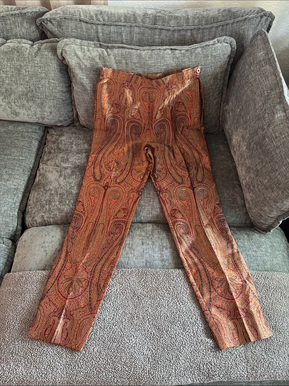 Vintage Paisley Trousers in Rust and Gold